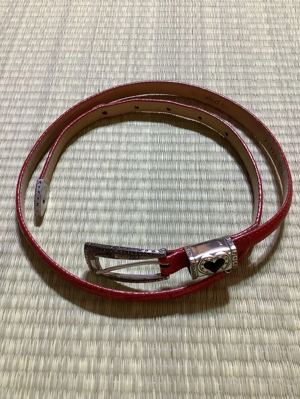 Brighton Red Skinny Belt Heart Charm Buckle